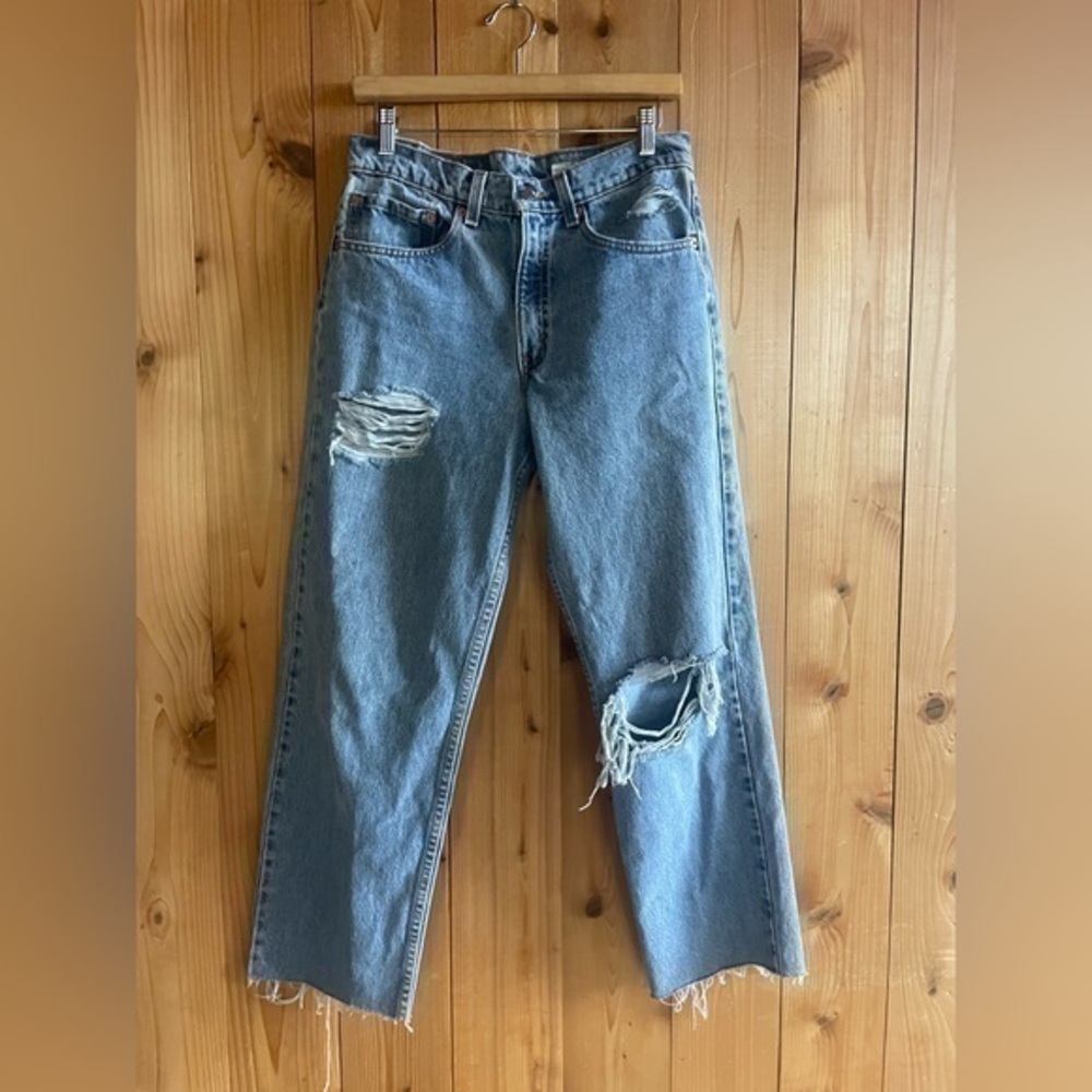 Levi's Light Blue Distressed Cropped Jeans